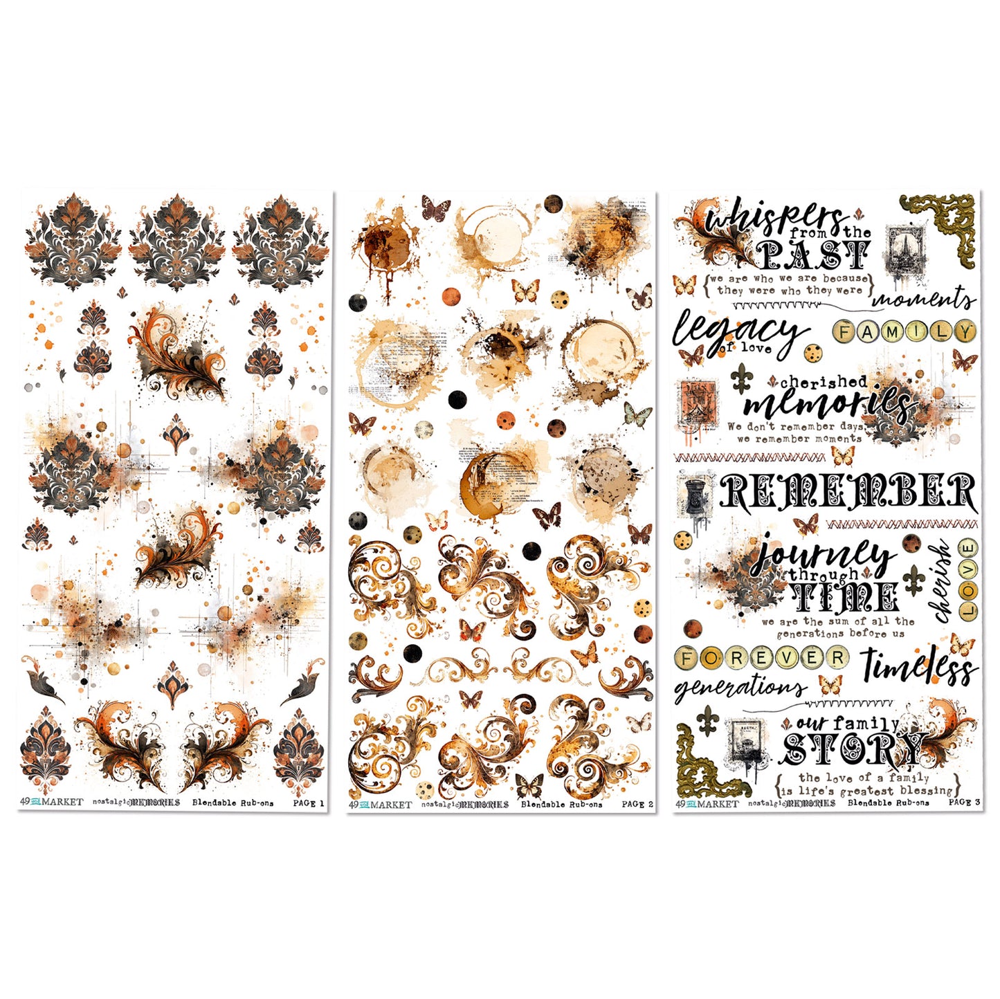 49 & Market Nostalgic Memories Blendable 6 x 12 Rub-On Transfer Set