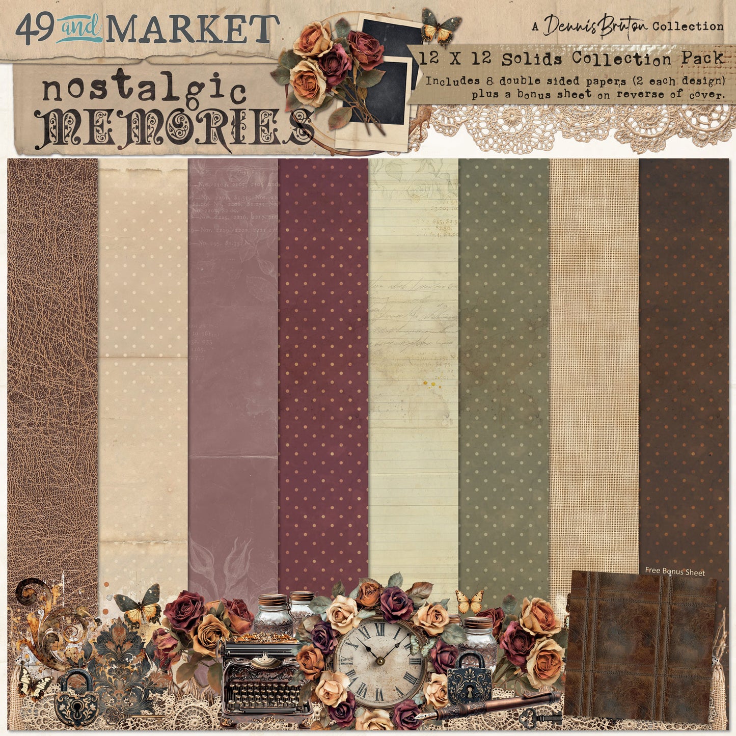 49 & Market Nostalgic Memories 12x12 Solids Collection Pack