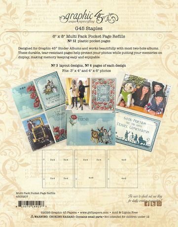 Graphic 45 6x8 Multi Pack Pocket Page Refills (12 pcs)