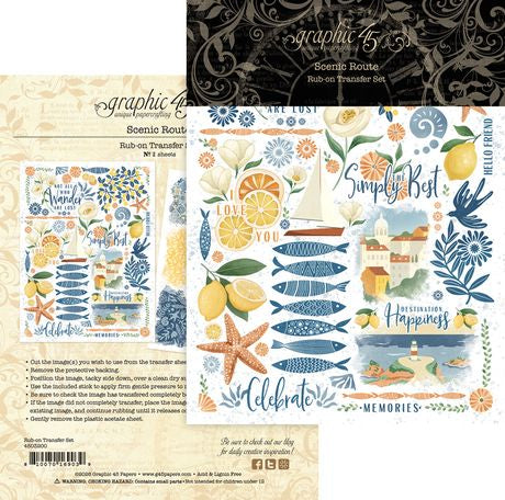 Graphic 45 Scenic Route Rub-On Transfer Set