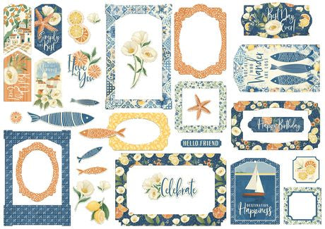 Graphic 45 Scenic Route Chipboard Pieces, Tags & Frames
