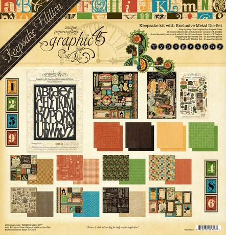 Graphic 45 Typography - Keepsake Kit (with Exclusive Metal Die Set)