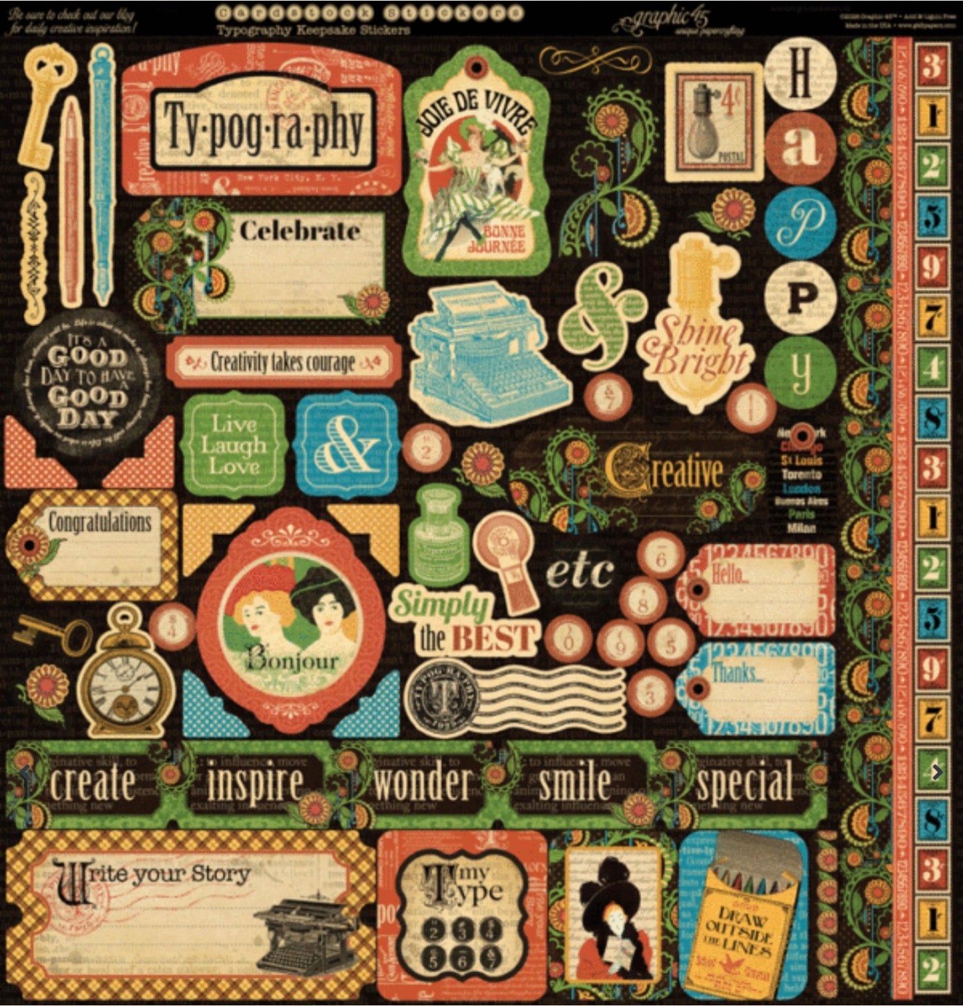 Graphic 45 Typography - Keepsake Kit (with Exclusive Metal Die Set)