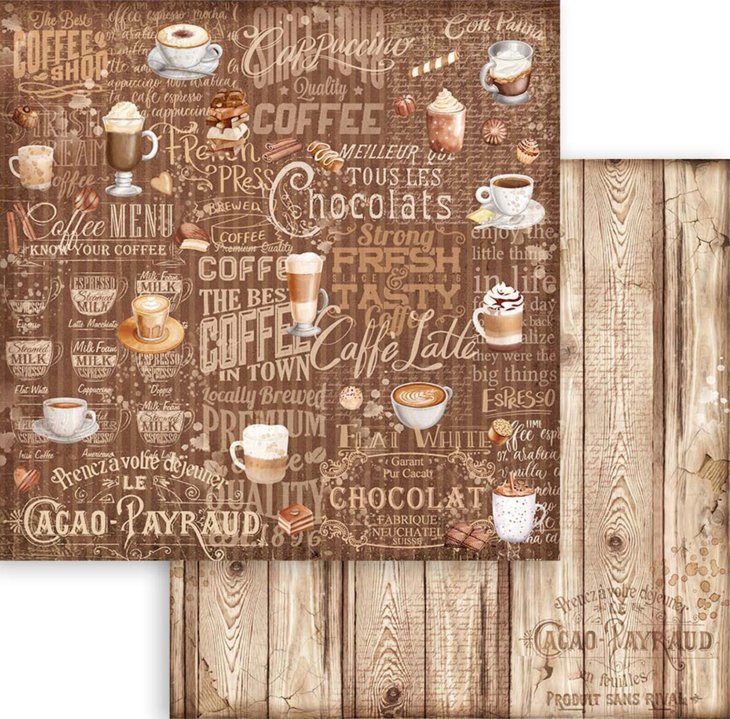 Stamperia Coffee and Chocolate Backgrounds 8” x 8” Paper Collection