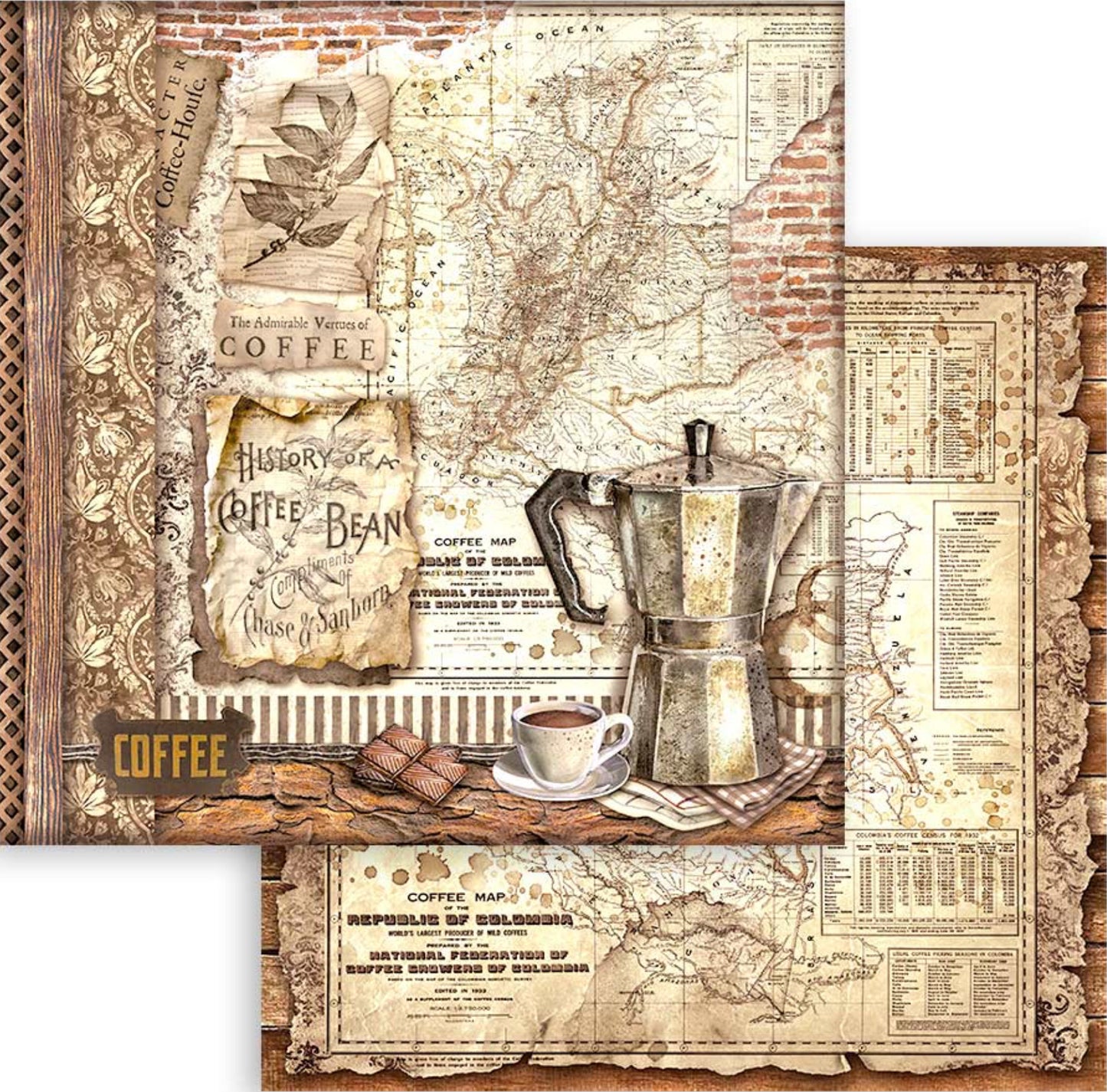Stamperia Coffee and Chocolate 12” x 12” Paper Collection