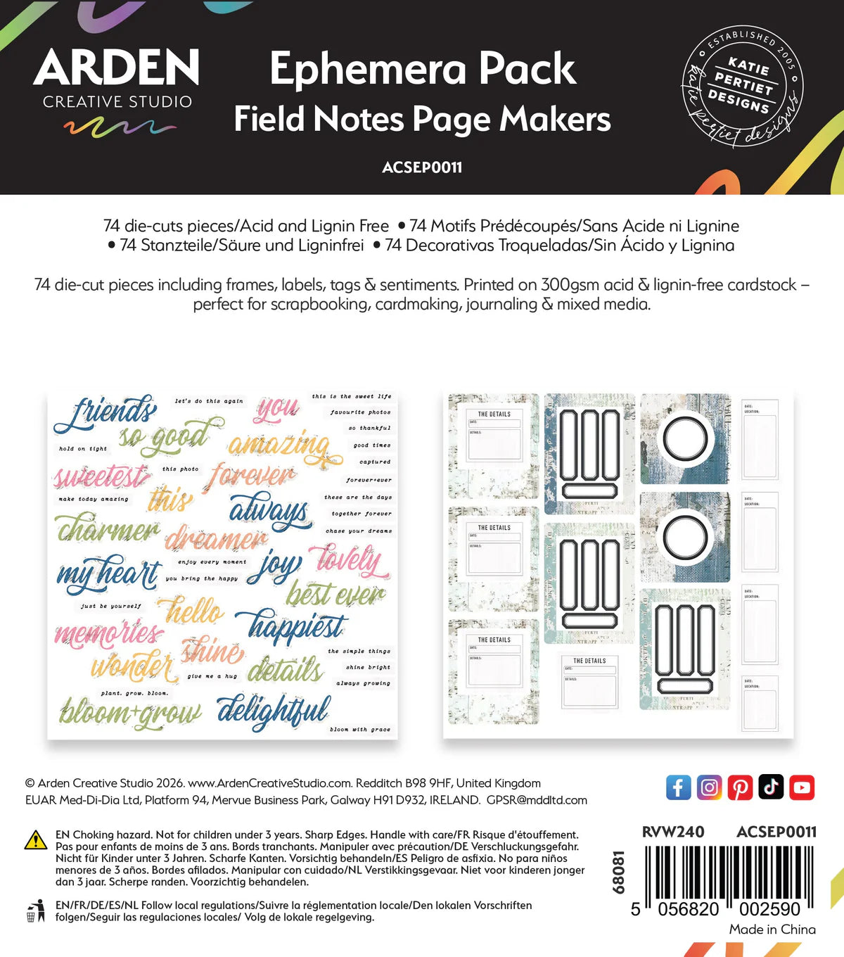 Arden Creative Studio Field Notes Page Makers Ephemera Pack