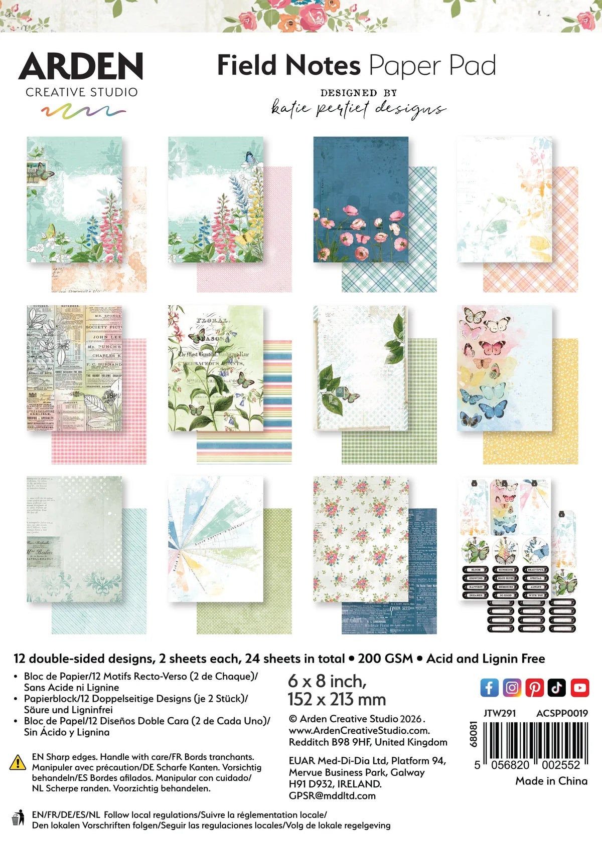 Arden Creative Studio Field Notes 6” x 8” Paper Pack
