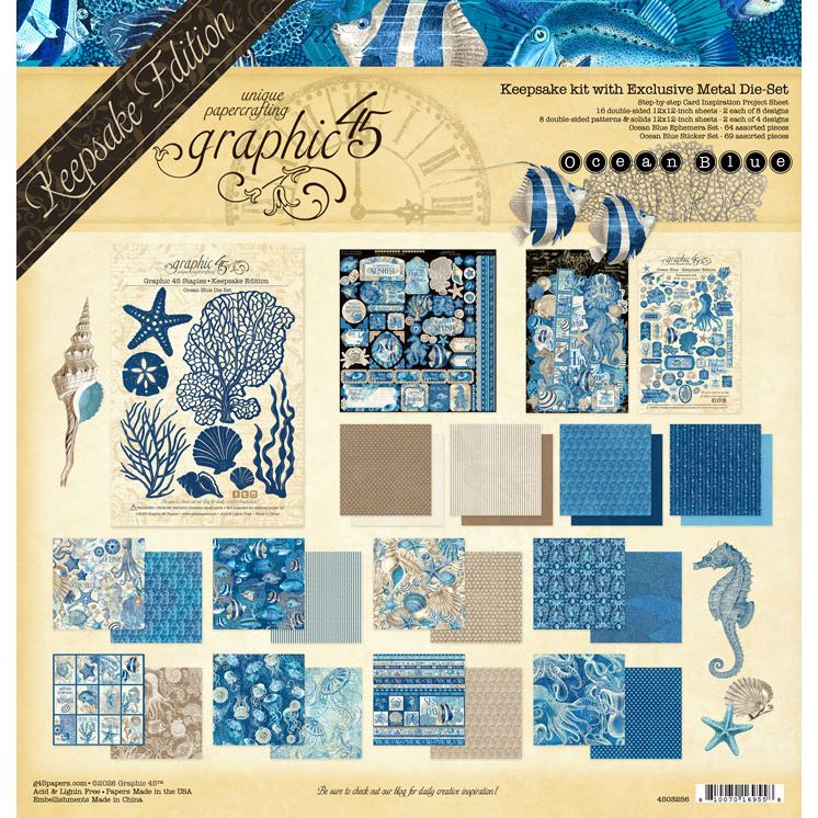 Graphic 45 Ocean Blue - Keepsake Kit (with Exclusive Metal Die Set)