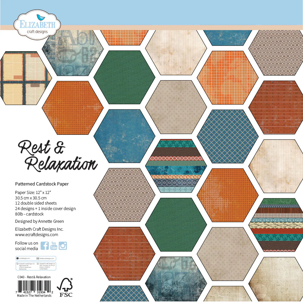 Elizabeth Craft Designs Rest & Relaxation 12” x 12” Paper Pack