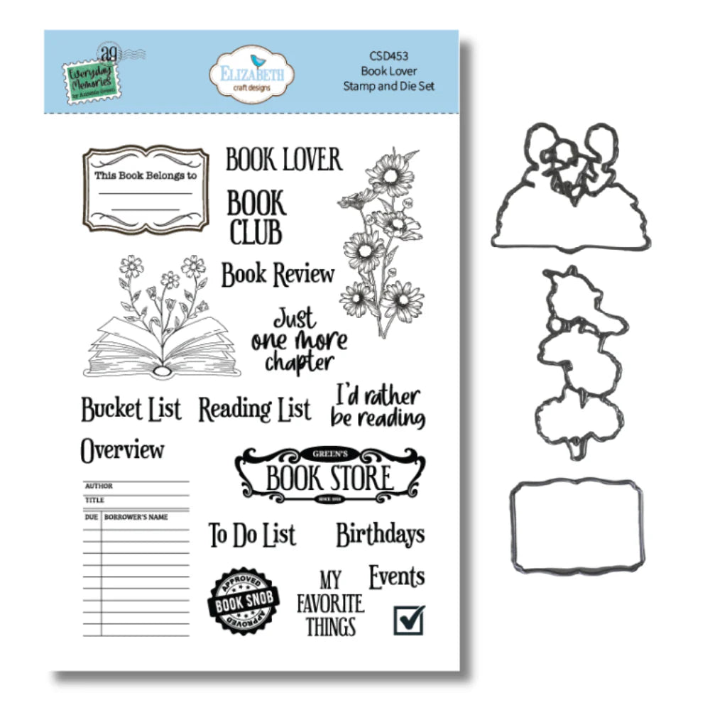 Elizabeth Craft Designs Book Lover Stamp & Die Set