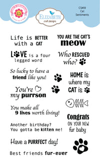 Elizabeth Craft Designs Cat Sentiments Stamp Set