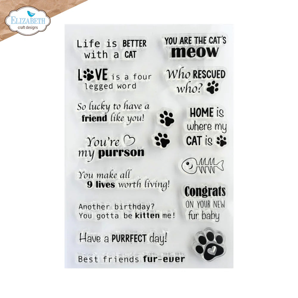 Elizabeth Craft Designs Cat Sentiments Stamp Set