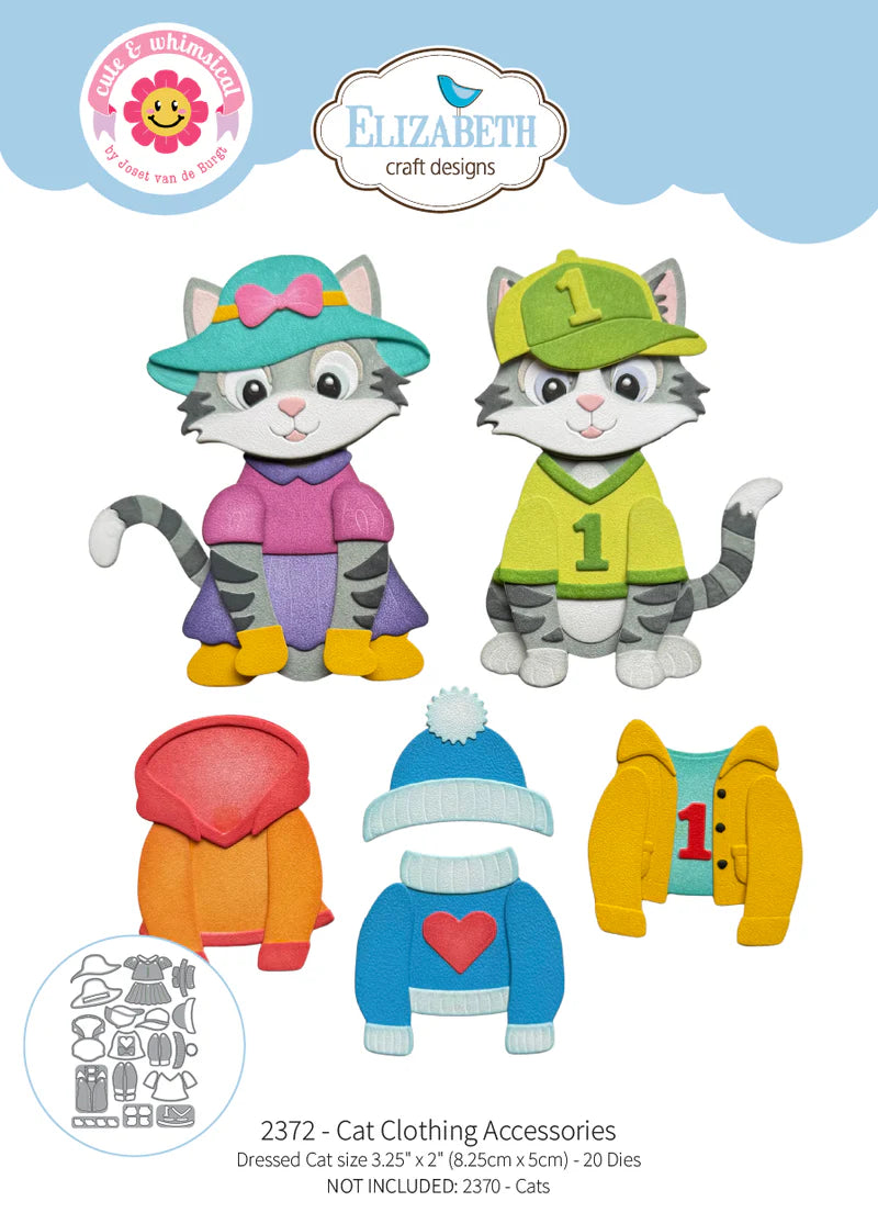 Elizabeth Craft Designs Cat Clothing Accessories Metal Die Set