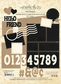 Graphic 45 Postage Stamp Collage & Numbers Die Set