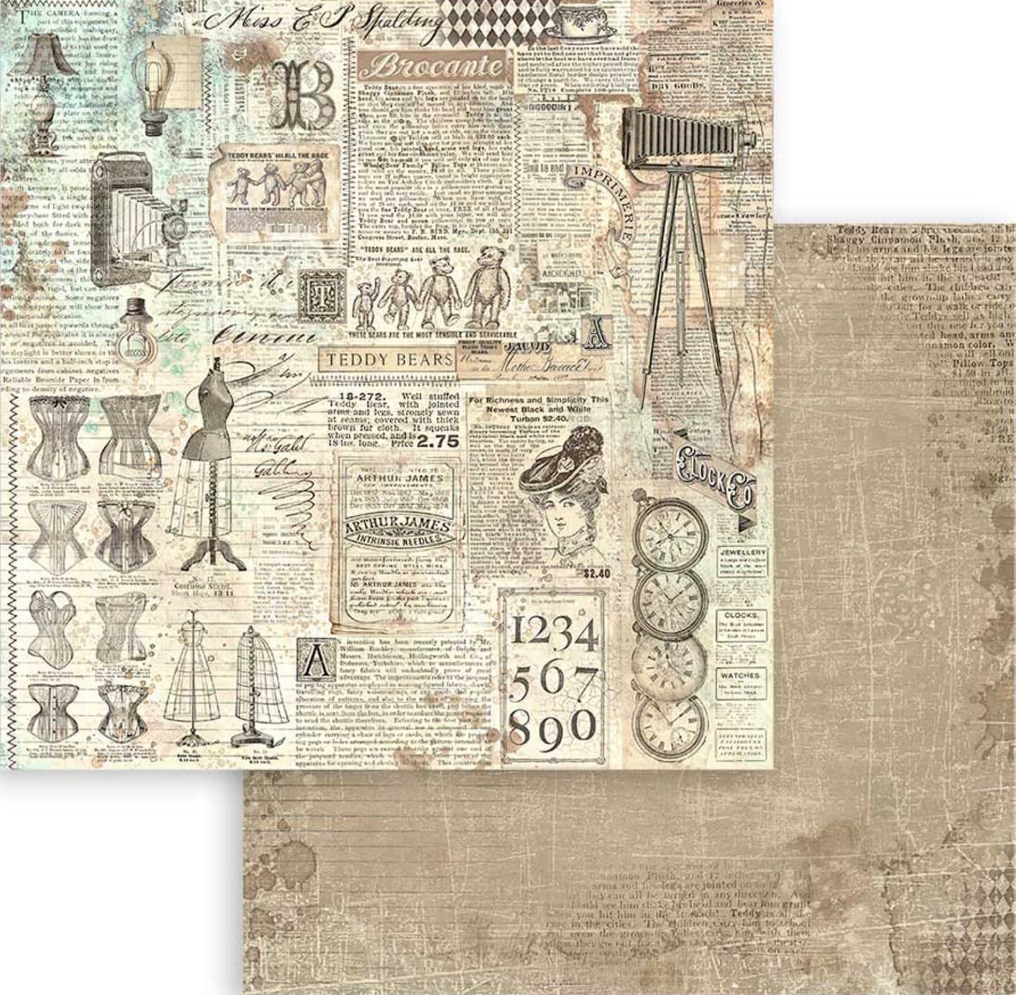 Stamperia Brocante Antiques Backgrounds 12” x 12” Paper Pad