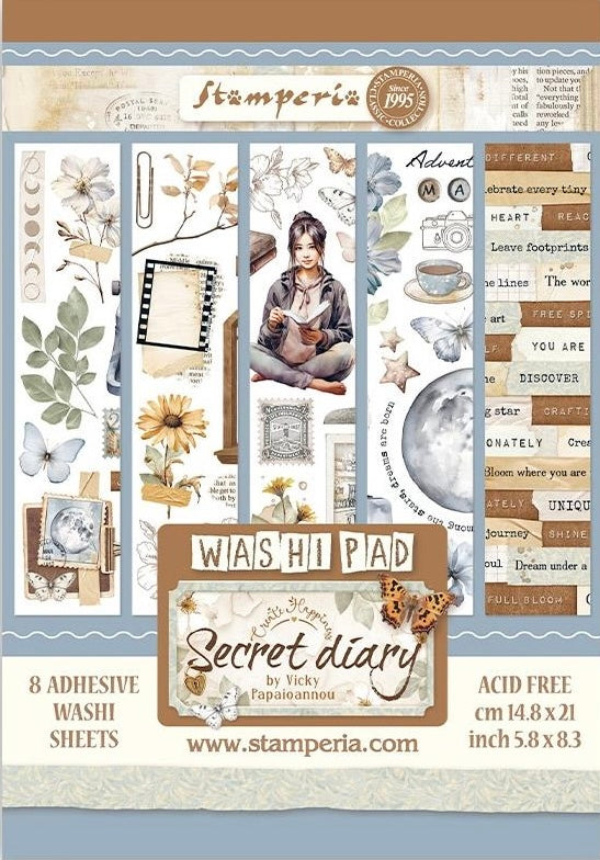 Stamperia Secret Diary Washi Pad (8 Sheets)