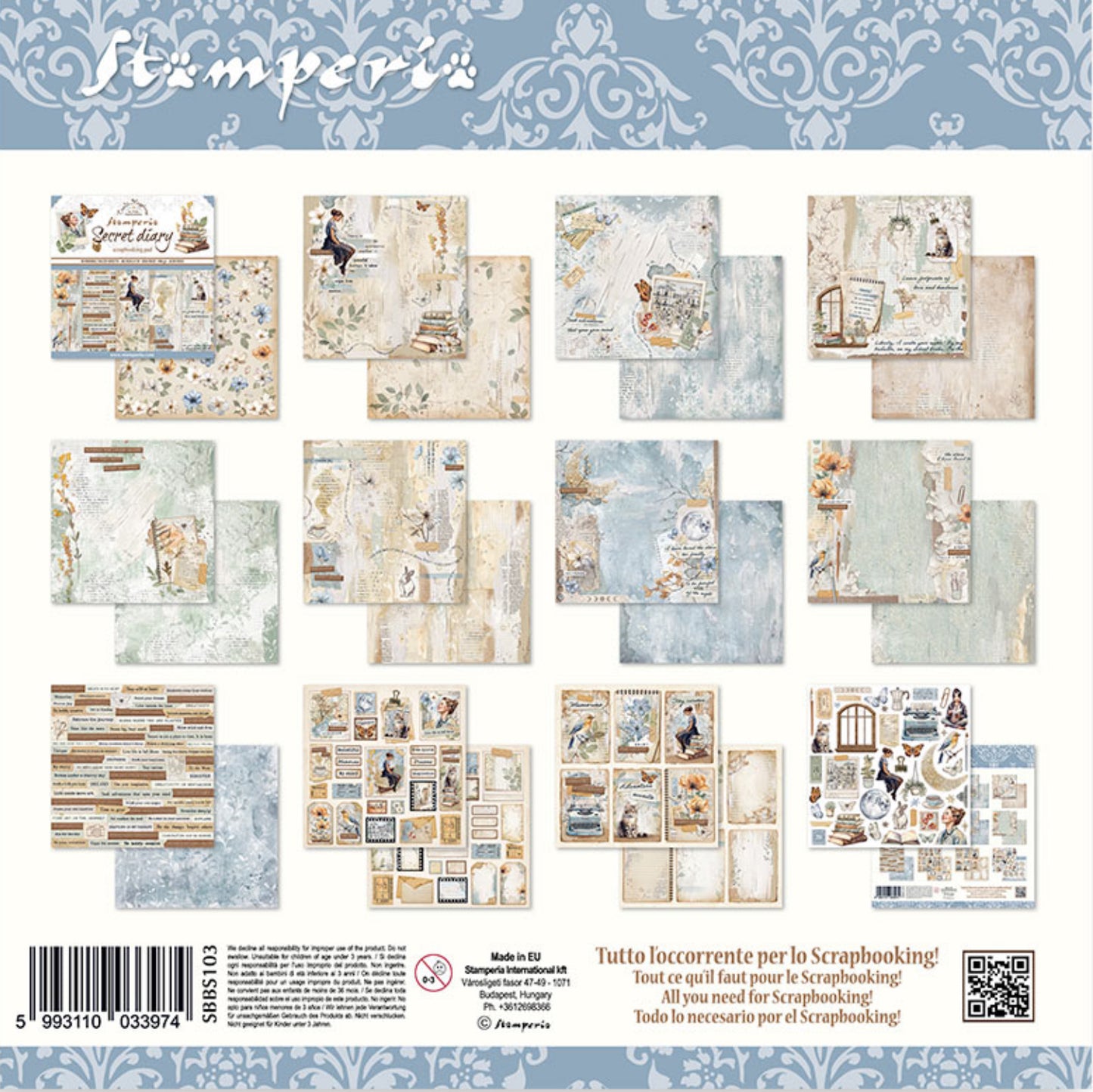 Stamperia Secret Diary 8” x 8” Paper Pad