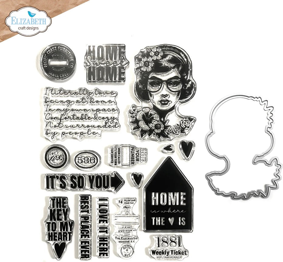 Elizabeth Craft Designs Frida at Home Die & Stamp Set