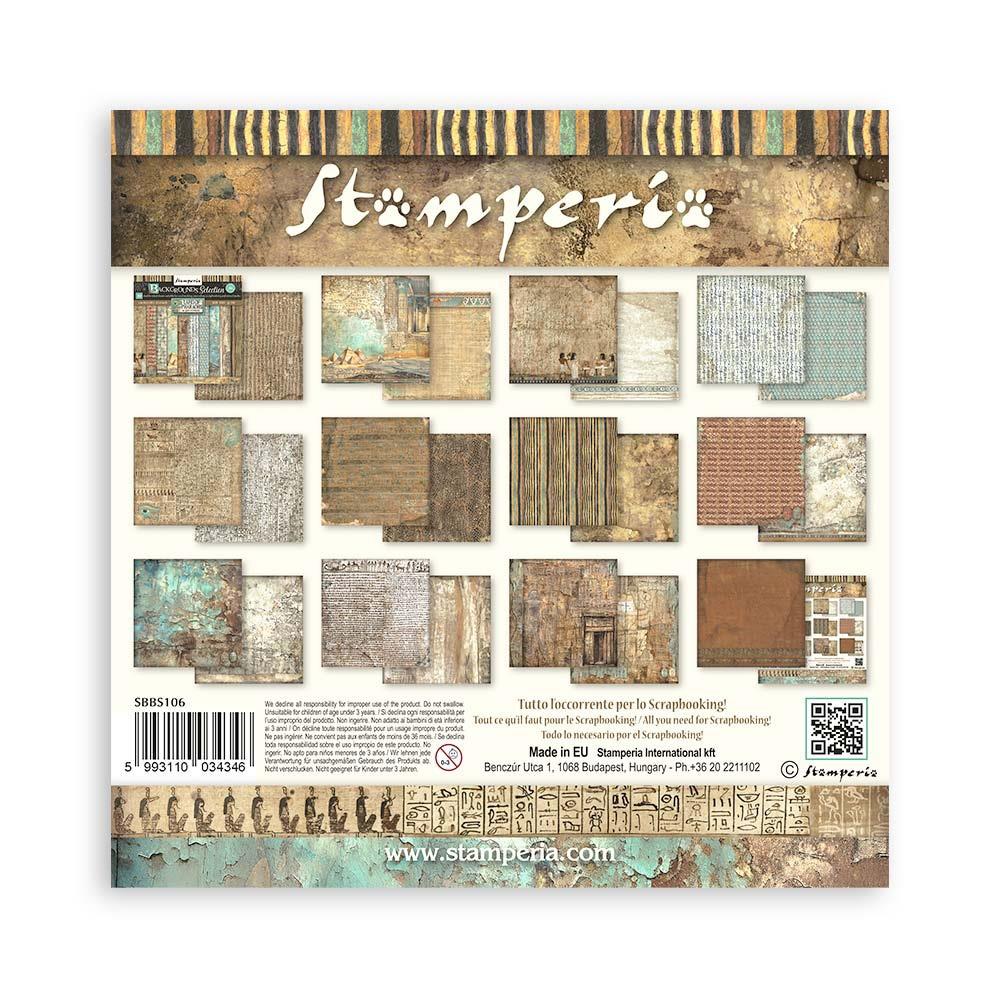 Stamperia Fortune Land of Pharaohs Backgrounds 8” x 8” Paper Pad