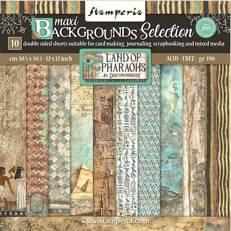 Stamperia Fortune Land of Pharaohs Backgrounds 12” x 12” Paper Pad