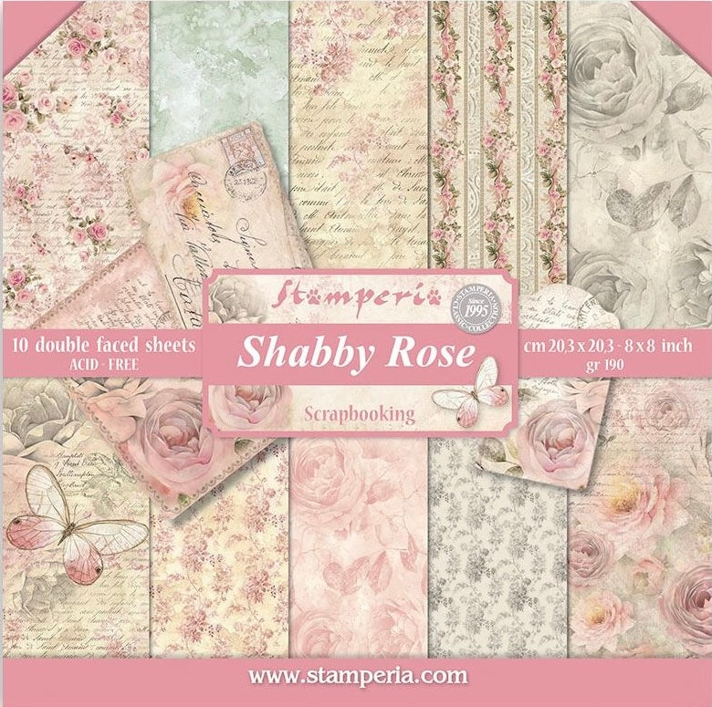 Stamperia Shabby Rose 8” x 8” Paper Pad