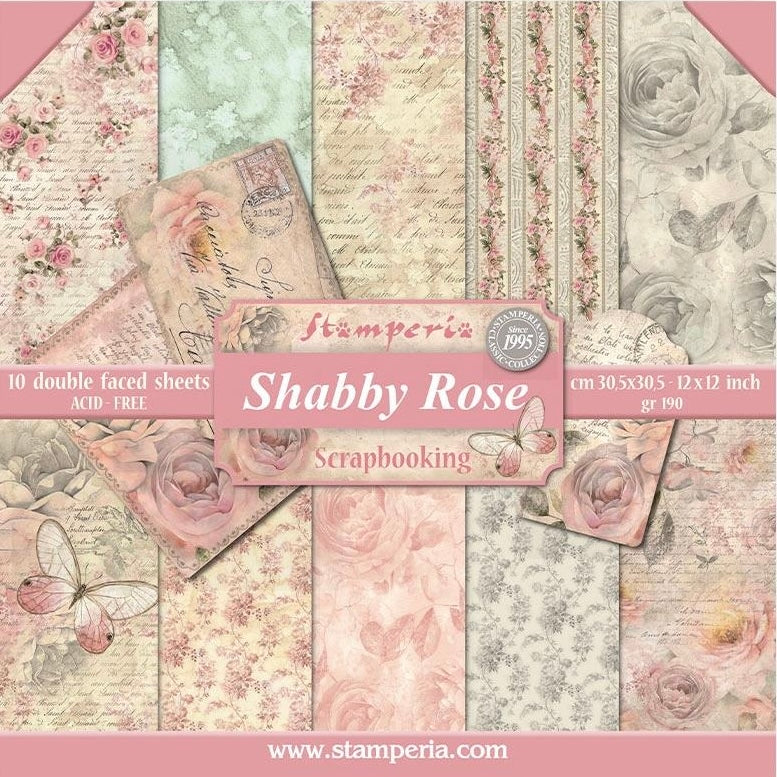 Stamperia Shabby Rose 12” x 12” Paper Pad