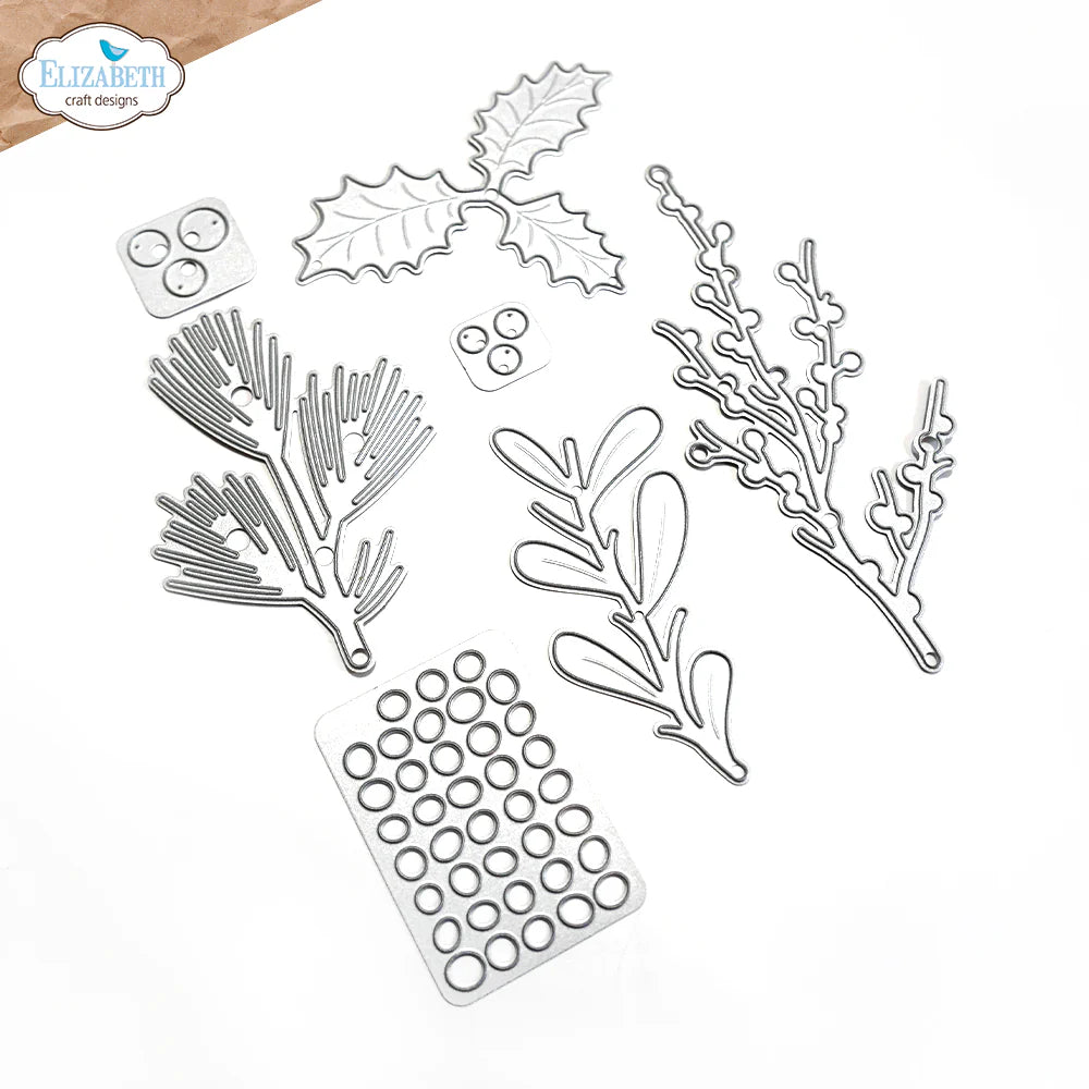 Elizabeth Craft Designs Holly Greenery Metal Die Set