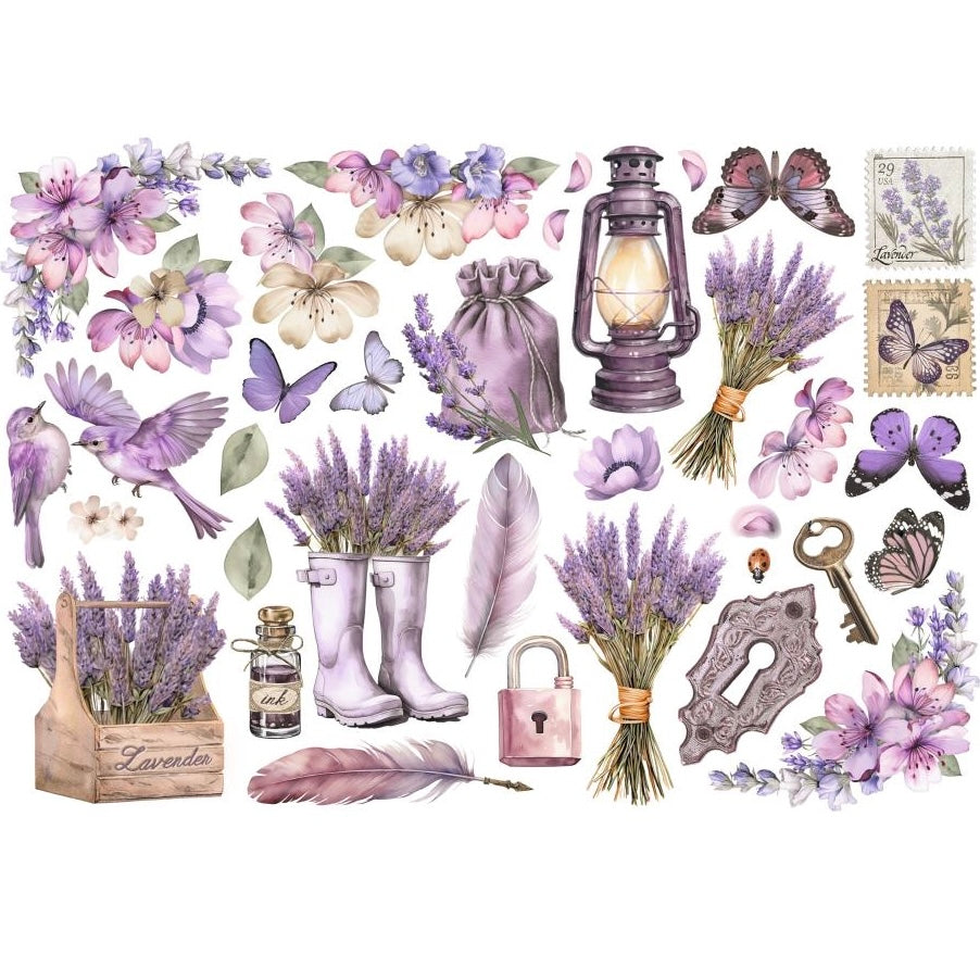 Stamperia Romantic Collection - Lavender Adhesive Ephemera