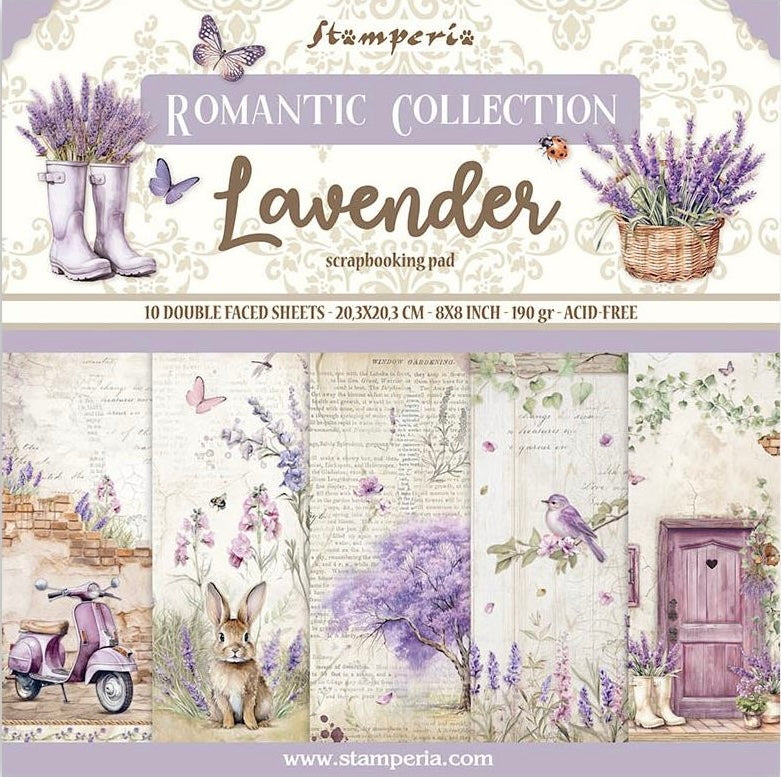 Stamperia Romantic Collection - Lavender 8” x 8” Paper Pad