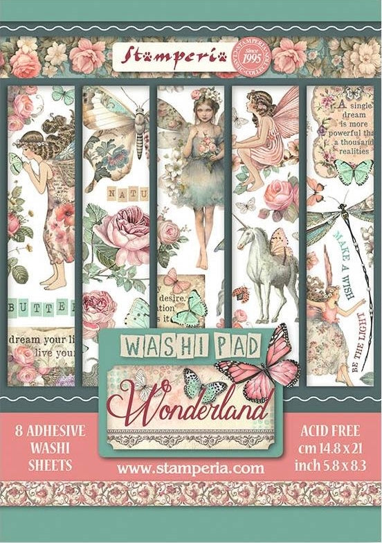 Stamperia Wonderland Washi Pad (8 Sheets)