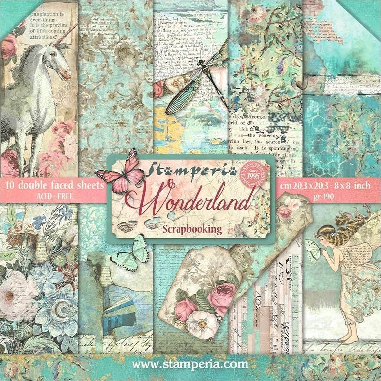 Stamperia Wonderland 8” x 8” Paper Pad