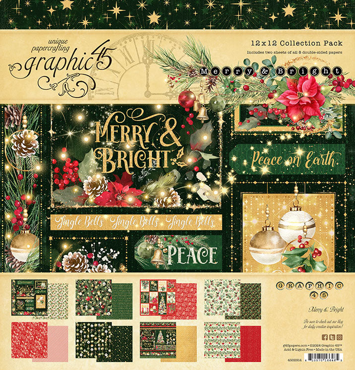 Graphic 45 Merry & Bright 12” x 12” Collection Pack