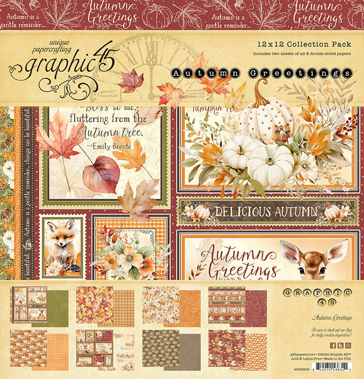 Graphic 45 Autumn Greetings 12” x 12” Collection Pack