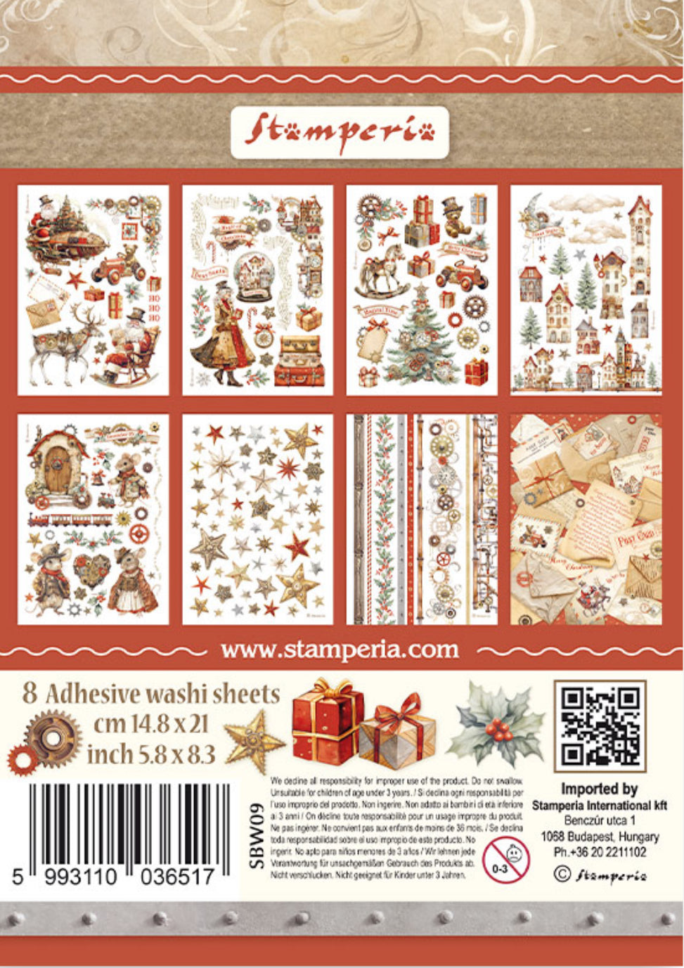 Stamperia Gear up for Christmas Washi Pad (8 Sheets)