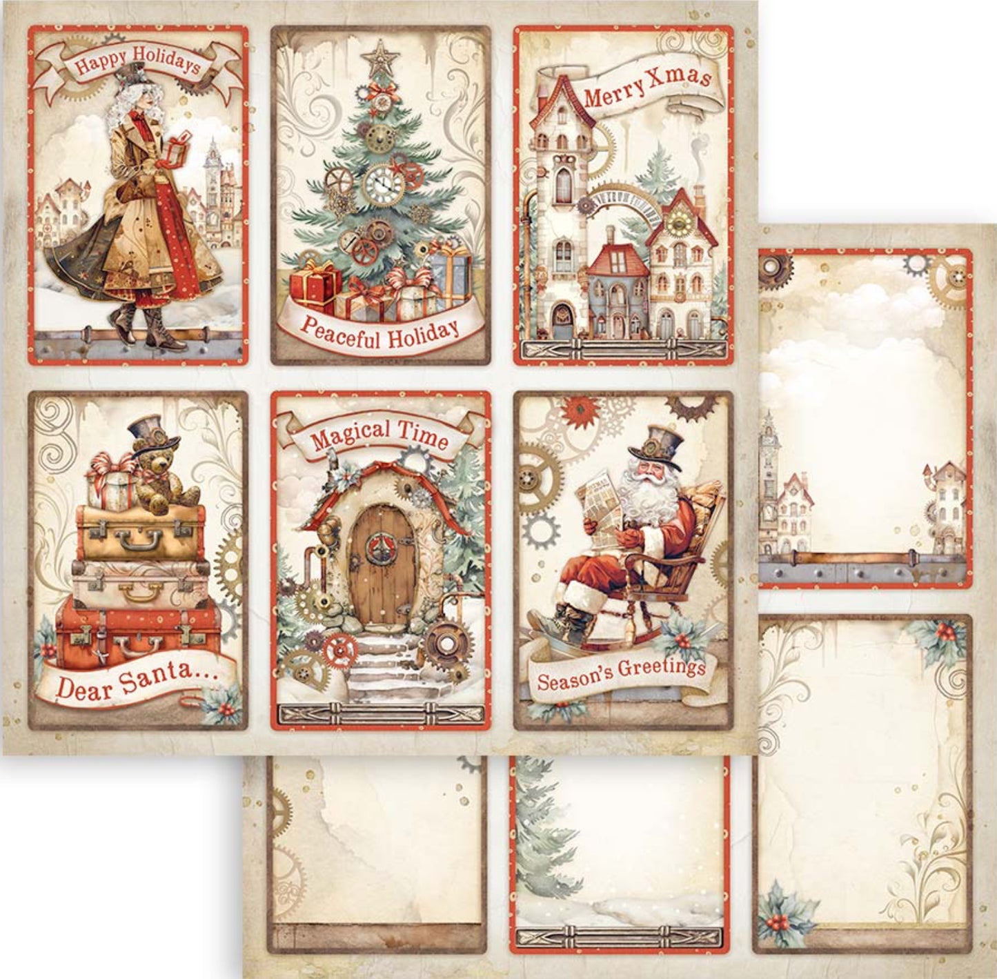 Stamperia Romantic Collection - Gear up for Christmas 8” x 8” Paper Pad