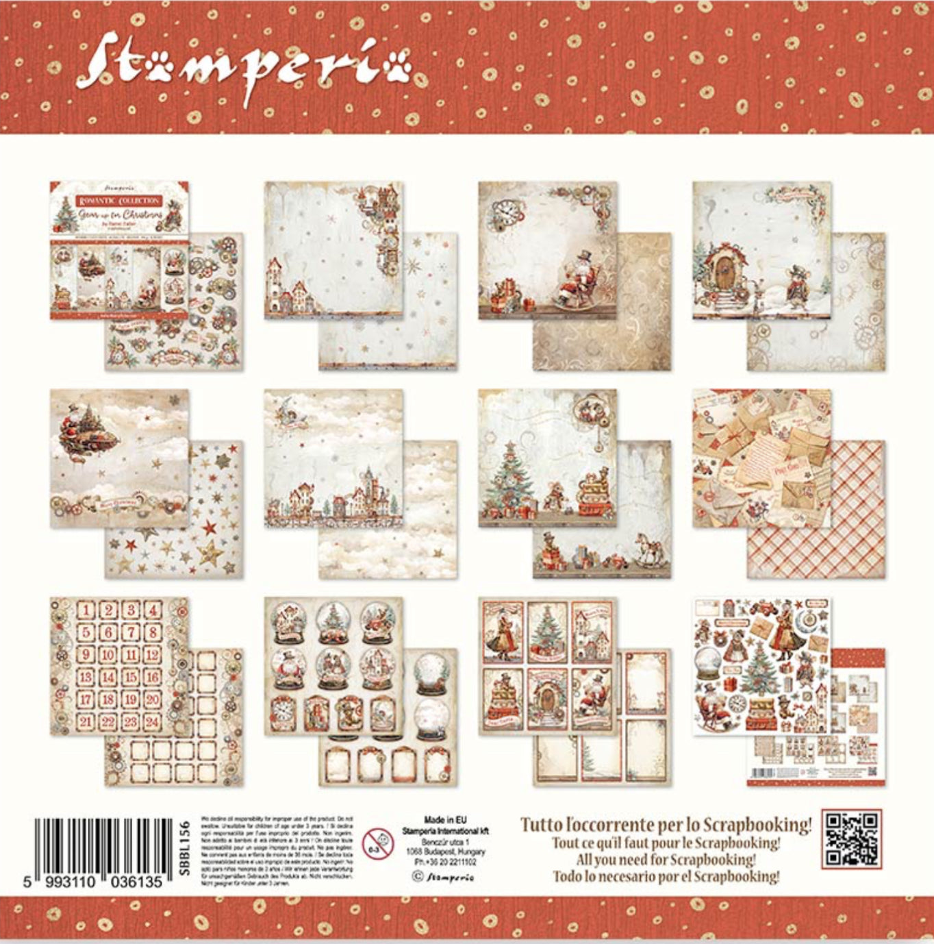 Stamperia Romantic Collection - Gear up for Christmas 12” x 12” Paper Pad