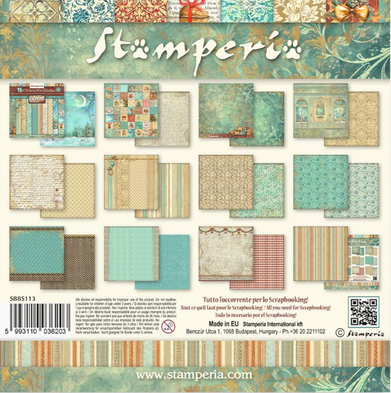 Stamperia The Nutcracker Backgrounds 8” x 8” Paper Pad