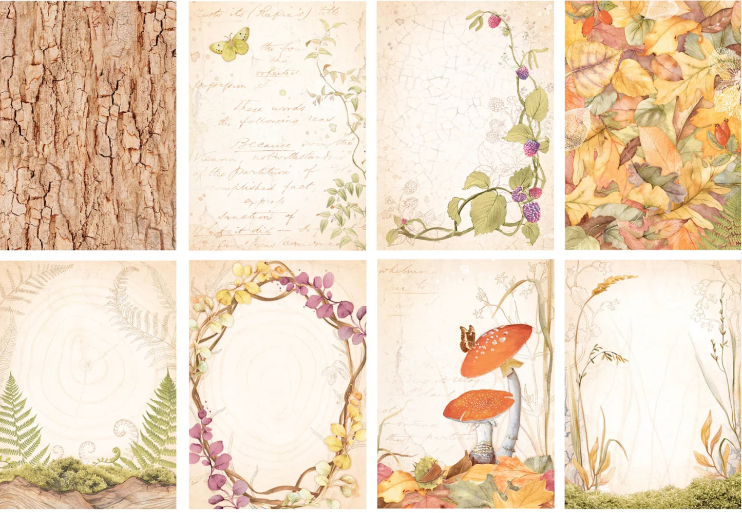 Stamperia Woodland Backgrounds A6 Rice Papers (8/Pk)