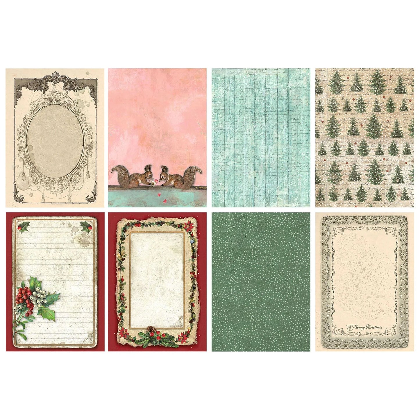 Stamperia Classic Christmas Backgrounds A6 Rice Papers (8/Pk)