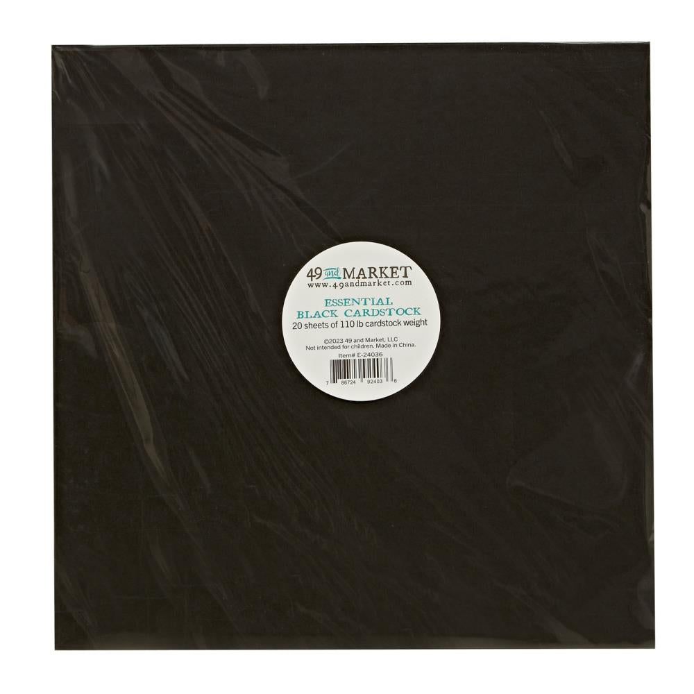 49 & Market Essential Cardstock - Black (20 Sheets)