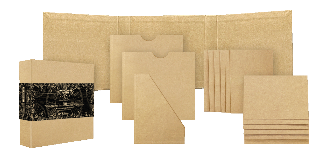 Graphic 45 Deconstructed Trifold Waterfall Folio Album - Kraft