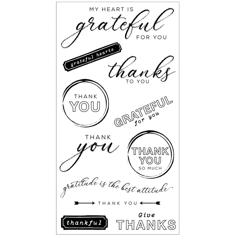 Sizzix Framelit Die Set w/Stamps - Thankful Sentiments by 49 & Market