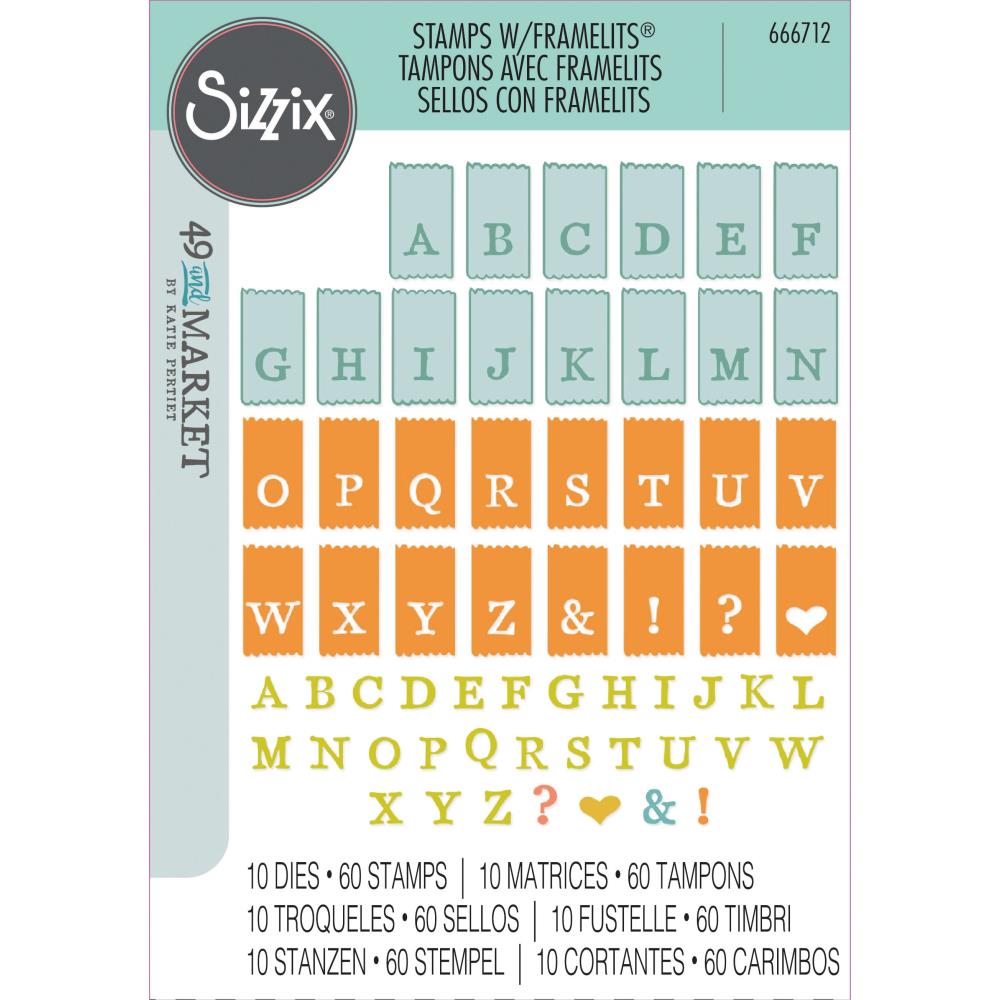 Sizzix Framelit Die Set w/Stamps - Tab Stamp Alpha by 49 & Market