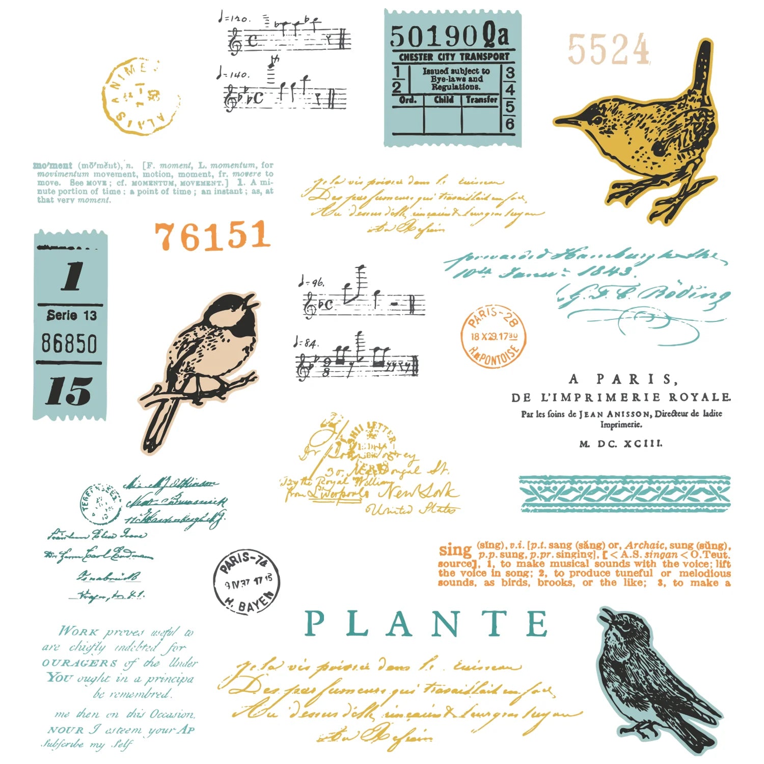 Sizzix Framelit Die Set w/Stamps - Bird Song by 49 & Market