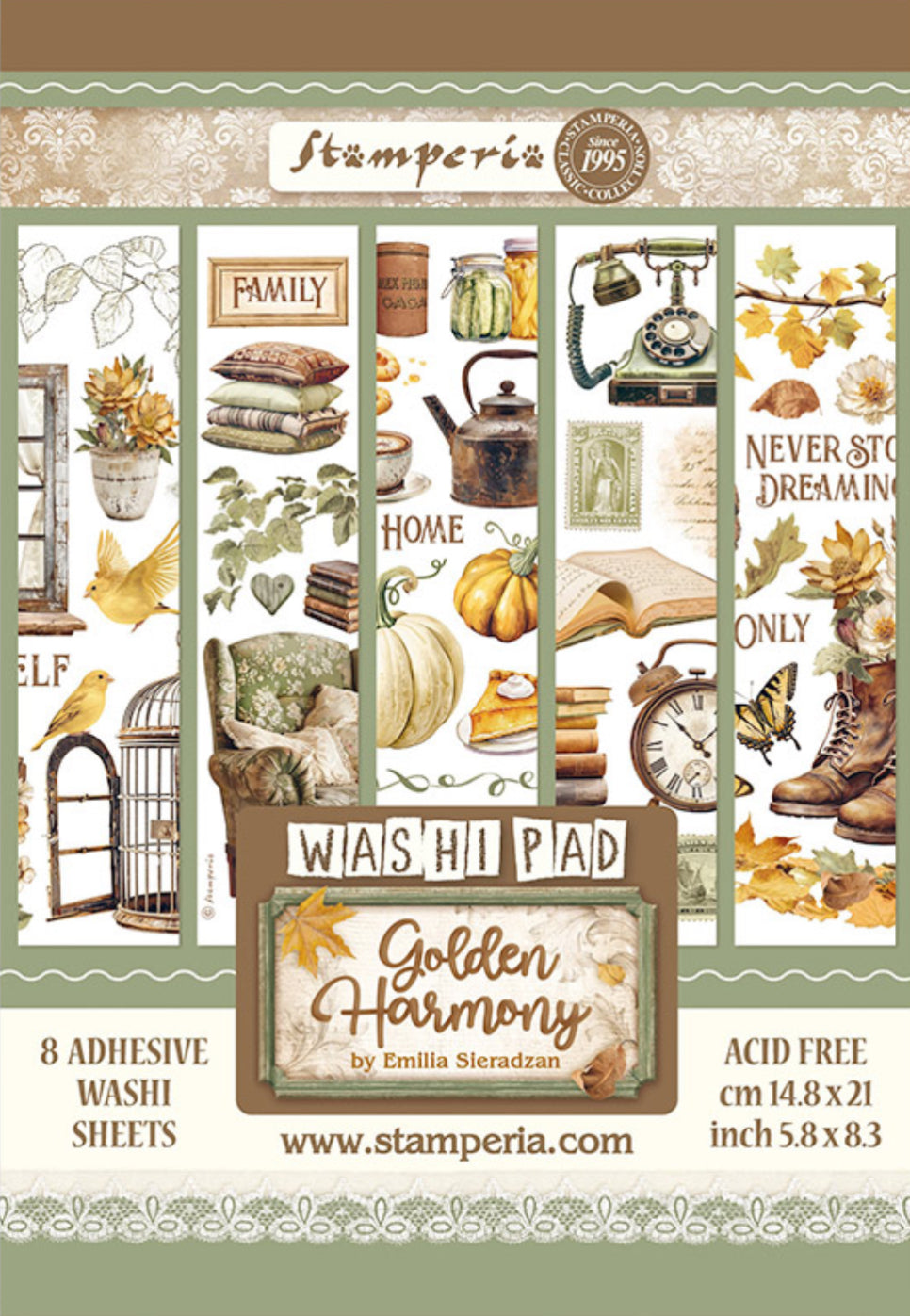 Stamperia Romantic Collection - Golden Harmony Washi Pad (8 Sheets)