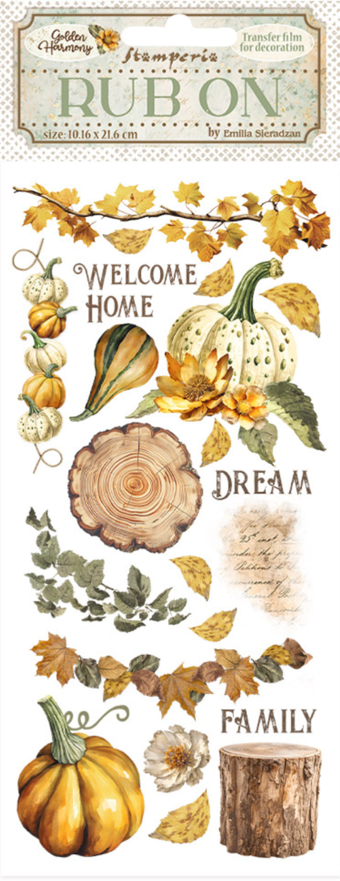 Stamperia Romantic Collection - Golden Harmony Rub On - Pumpkins