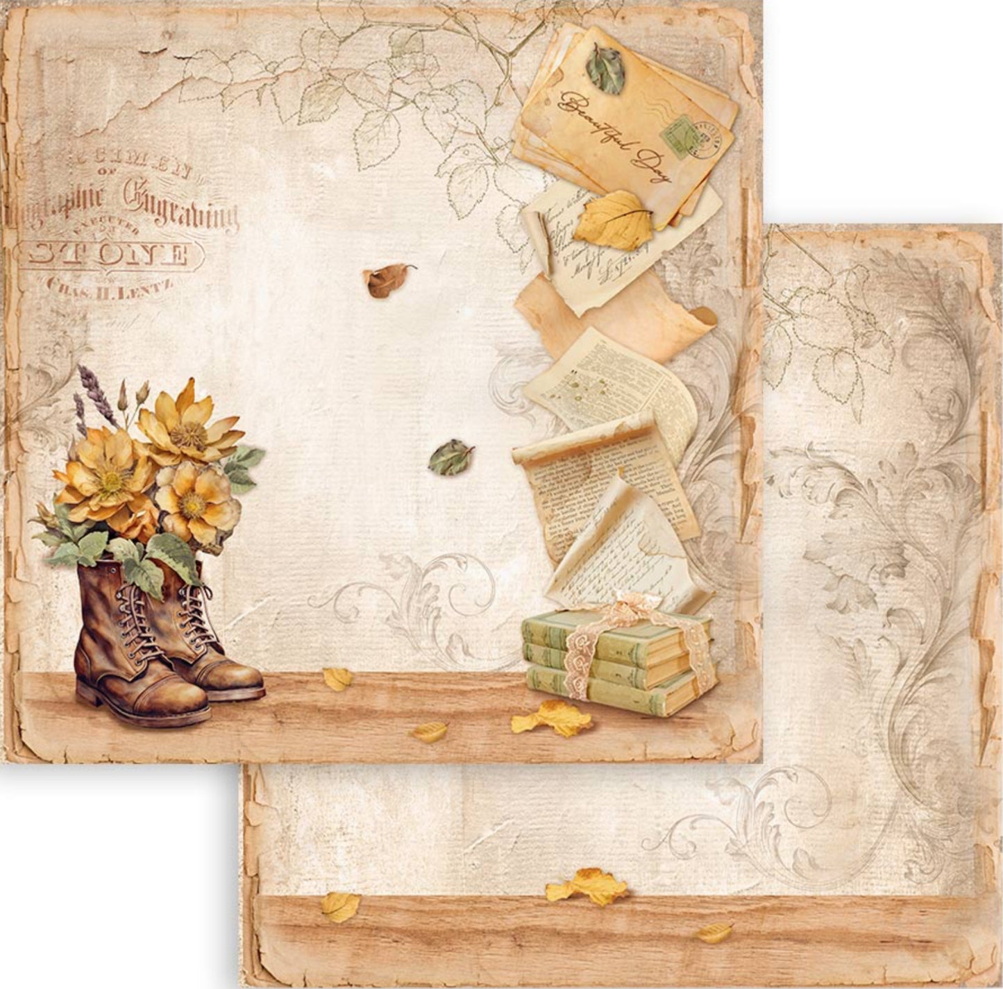 Stamperia Romantic Collection - Golden Harmony 8” x 8” Paper Pad