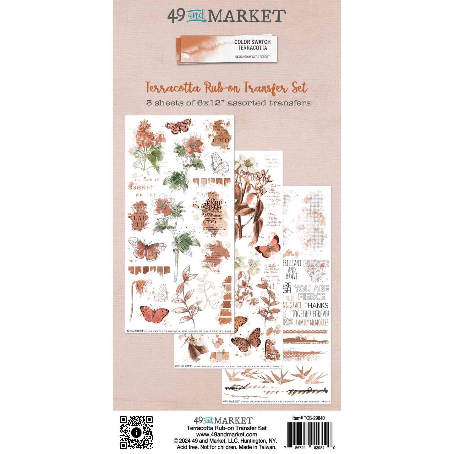 49 & Market Color Swatch Terracotta 6 x 12 Rub-On Transfer Set