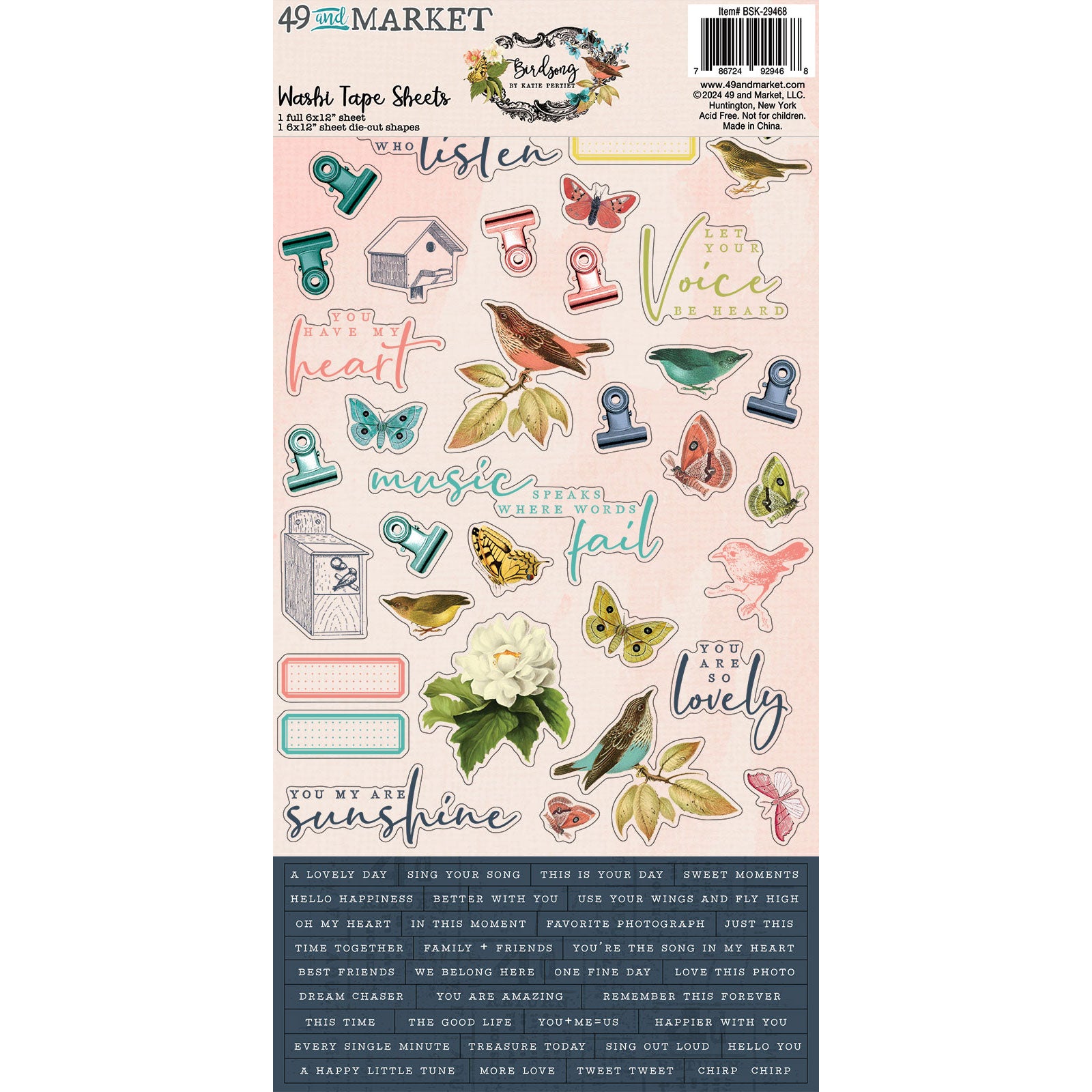 49 & Market Birdsong Washi Tape Sheets