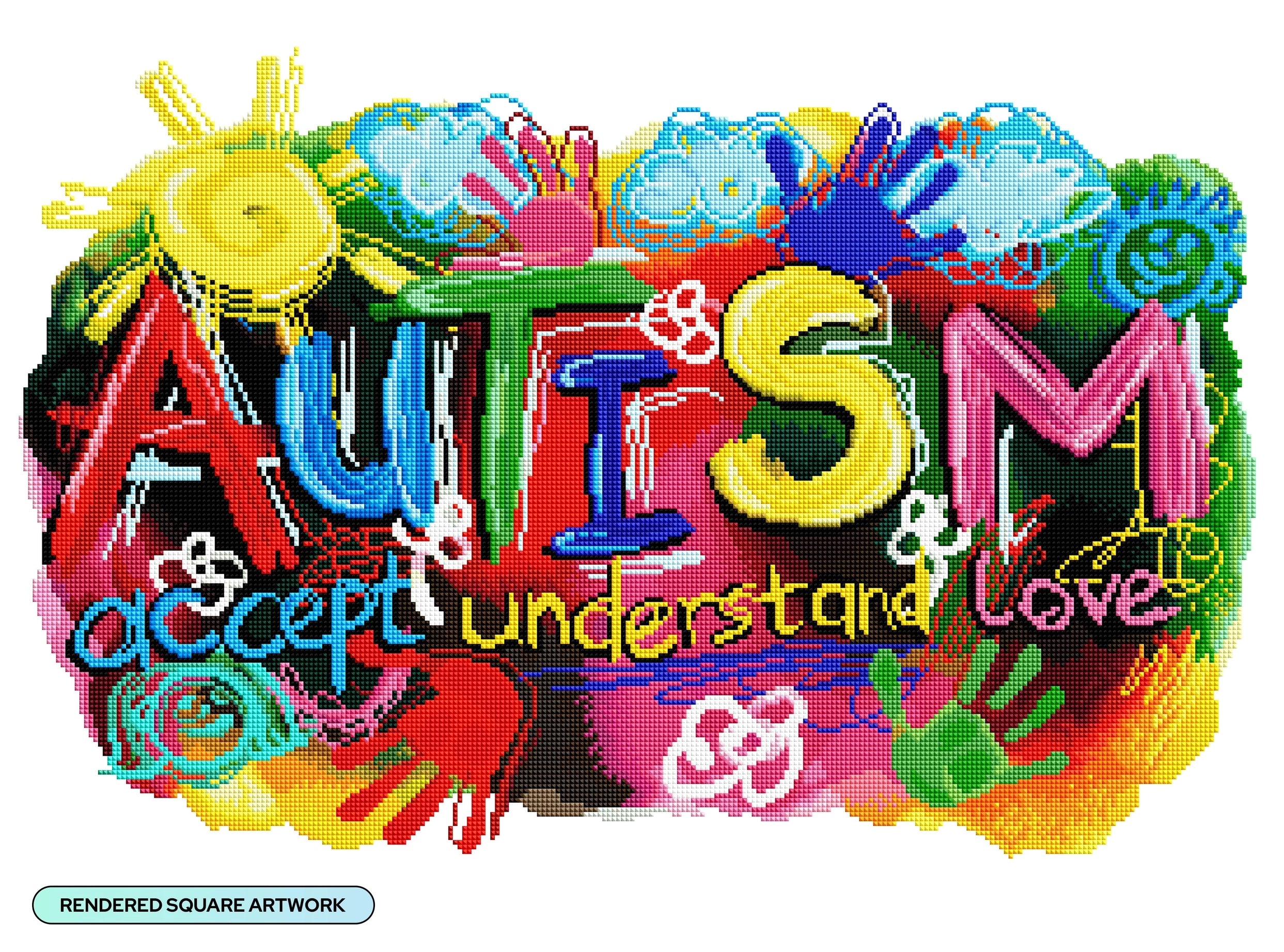 Diamond Art Club SQUARES Autism - Accept Understand Love